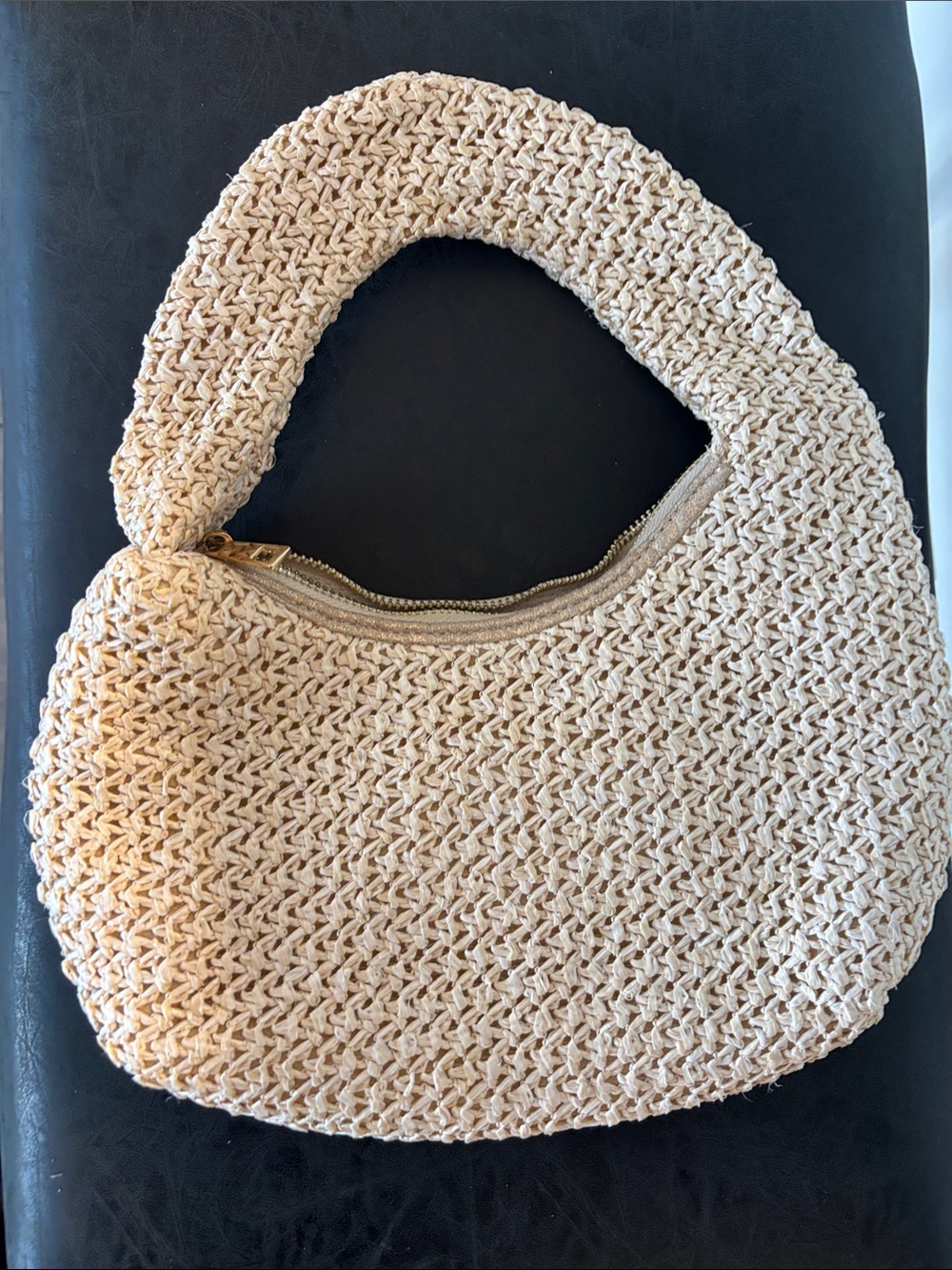 Woven Mini Shoulder Bag in Natural Beige